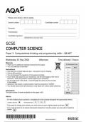 AQA GCSE COMPUTER SCIENCE Paper 1 Computational thinking and programming skills – VB.NET question paper 2024 june 8525/1C