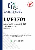 LME3701 Assignment 3 PORTFOLIO (DETAILED ANSWERS) Semester 2 2024 - DISTINCTION GUARANTEED