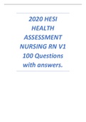 UPDATED 2024 HESI HEALTH ASSESSMENT NURSING RN V1 100 QUESTIONS WITH ANSWERS 