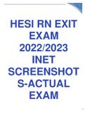 HESI RN EXIT EXAM 2022/2023 INET SCREENSHOTS-ACTUALEXAM