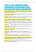 2024 LIFE, HEALTH AND ACCIDENT QUESTIONS FOR PSI EXAMS WITH ANSWERS 