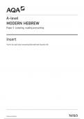 AQA Hebrew 7672 paper 3 Listening, reading and writing INS ModernHebrew A 17June 2024