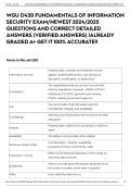 WGU D430 FUNDAMENTALS OF INFORMATION SECURITY EXAM OBJECTIVE ASSESSMENT NEWEST 2024 TEST BANK ACTUAL EXAM 300 QUESTIONS AND CORRECT DETAILED ANSWERS (VERIFIED ANSWERS) |ALREADY GRADED A+