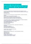 Ambulance Driving Principles Legislation, Road Craft and the Highway Code assessment. Exam Questions and Answers