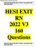 HESI EXIT RN EXAM 2022 V3 REAL 160 QUESTIONS AND ANSWERS LATEST UPDATED