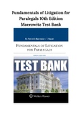 Fundamentals of Litigation for Paralegals 10th Edition Maerowitz Test Bank