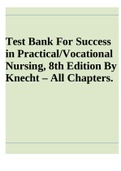 Test Bank For Success in Practical/Vocational Nursing, 8th Edition By Knecht – All Chapters.