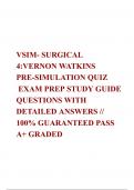 VSIM- SURGICAL 4:VERNON WATKINS PRE-SIMULATION QUIZ   EXAM PREP STUDY GUIDE QUESTIONS WITH DETAILED ANSWERS // 100% GUARANTEED PASS  A+ GRADED 