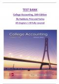 TEST BANK College Accounting 16th Edition By Haddock Price and Farina All chapters 1-30 fully covered ISBN;978-1260247909