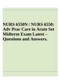NURS 6550N / NURS 6550 Adv Prac Care in Acute Set Midterm Exam Latest – Questions and Answers.