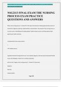 NSG2113 FINAL EXAM THE NURSING PROCESS EXAM PRACTICE QUESTIONS AND ANSWERS