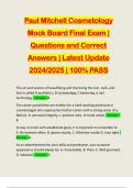 Paul Mitchell Cosmetology Mock Board Final Exam | Questions and Correct Answers | Latest Update 2024/2025 | 100% PASS