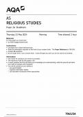 2024 AQA AS RELIGIOUS STUDIES PAPER 2A QUESTION PAPER (7061/2A: Buddhism) 