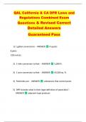 QAL California & CA DPR Laws and  Regulations Combined Exam  Questions & Revised Correct  Detailed Answers   Guaranteed Pass