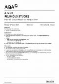 2024 AQA A LEVEL RELIGIOUS STUDIES PAPER 2D QUESTION PAPER (7062/2D: Study of Religion and Dialogues: Islam) 