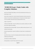 NURE130 Exam 1 Study Guide with Complete Solutions