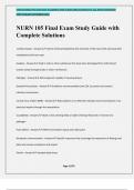 NURN 105 Final Exam Study Guide with Complete Solutions