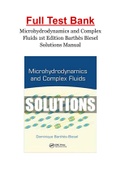 Microhydrodynamics and Complex Fluids 1st Edition Barthès Biesel Solutions Manual