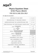 AQA Physics Equations Sheet GCSE Physics (8463) insert 2024 june 8463/2H