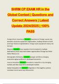 SHRM CP EXAM HR in the Global Context | Questions and Correct Answers | Latest Update 2024/2025 | 100% PASS