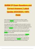 SHRM CP Exam Questions and Correct Answers | Latest Update 2024/2025 | 100% PASS