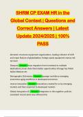 SHRM CP EXAM HR in the Global Context | Questions and Correct Answers | Latest Update 2024/2025 | 100% PASS