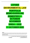 LCP4805 PORTFOLIO MEMO/GUIDELINE - SEMESTER 2 - 2022 - OCT./NOV. - UNISA ( DETAILED MEMO)