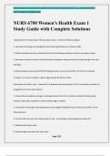 NURS 6700 Women's Health Exam 1 Study Guide with Complete Solutions