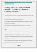 Nursing 2113: Gen Development and Infant 1-3 Exam Study Guide with Complete Solutions