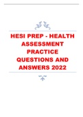 HESI PREP - HEALTH  ASSESSMENT  PRACTICE  QUESTIONS AND  ANSWERS 2022