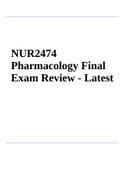 NUR2474 Pharmacology Final Exam Review - Latest