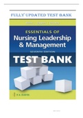 Test Bank for Essentials of Nursing Leadership and Management 7th Edition Weiss