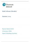 GCSE EDEXCEL BUSINESS JUNE 2024 - PAPER 2 Mark Scheme (1BS0/02) [VERIFIED]