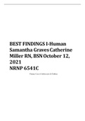 BEST FINDINGS NRNP 6541 Week 7 Assignment; i-Human Samantha Graves