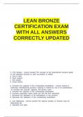 LEAN BRONZE CERTIFICATION EXAM WITH ALL ANSWERS CORRECTLY UPDATED.