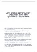 LEAN BRONZE CERTIFICATION VALUATION EXAM WITH QUESTIONS AND ANSWERS