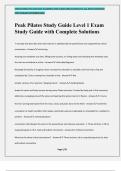 Peak Pilates Study Guide Level 1 Exam Study Guide with Complete Solutions