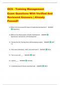 OCS - Training Management   Exam Questions With Verified And  Reviewed Answers | Already  Passed!! 