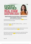 South Carolina Insurance Exam/ 108 Questions with Definitive Solutions.