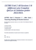 LETRS Unit 2 All Sessions 1-8 Complete Quizzes & Solution guides and final assesment ( A+ GRADED 100% VERIFIED) LATEST