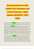 Goldcoast School of Real Estate Final | Questions and Correct Answers | Latest Update 2024/2025 | 100% PASS