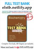 Test Bank - Biochemistry, 9th Edition (Berg and Stryer, 2020), Chapter 1-36 | All Chapters