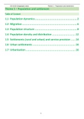 CIE IGCSE Geography Theme 1 – Population and settlement  (Grade 9 achieved)