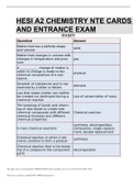 HESI A2 CHEMISTRY NOTE CARDS AND ENTRANCE EXAM