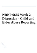 NRNP 6665 Week 2 Discussion - Child and Elder Abuse Reporting