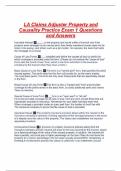 LA Claims Adjuster Property and Causality Practice Exam 1 Questions and Answers