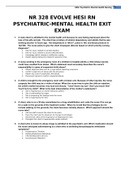 HESI RN NR 328 EVOLVE HESI RN PSYCHIATRIC-MENTAL HEALTH EXIT EXAM