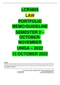 LCR4805 PORTFOLIO MEMO - SEMESTER 2 - 2022 - UNISA 