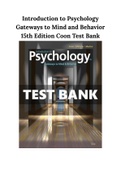 Introduction to Psychology Gateways to Mind and Behavior 15th Edition Coon Test Bank