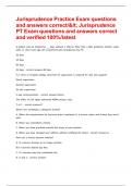 Jurisprudence Practice Exam questions and answers correct/< Jurisprudence PT Exam questions and answers correct and verified 100%/latest